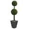 5ft. Double Ball Boxwood Topiary Tree in Slate Planter